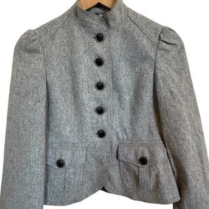 Banana Republic Wool Blend Military Jacket Gray Petite Women’s 2P Button Front